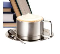 Set De Mug Et Soucoupe Avec Cuillère Double Paroi 200ml Anti-Renversement
