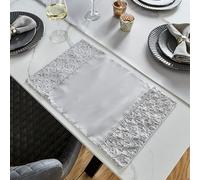 Set de Paillassons Art Déco à Paillettes de Catherine Lansfield Noir Argent Gris