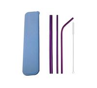 Set De Pailles En Acier Inoxydable Coffret de pailles colorées en acier inoxydable 304, boîte réutilisable 12mm avec brosse nettoyage, 1 à 5 pièces