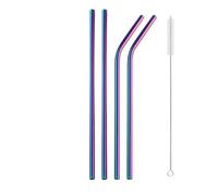 Set De Pailles En Acier Inoxydable Coffret de pailles colorées en acier inoxydable 304, boîte réutilisable 12mm avec brosse nettoyage, 1 à 5 pièces