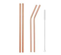 Set De Pailles En Acier Inoxydable Paille métallique réutilisable en acier inoxydable 304, ensemble de pailles à boire avec brosses nettoyage, droites et courbées