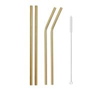 Set De Pailles En Acier Inoxydable Paille métallique réutilisable en acier inoxydable 304, ensemble de pailles à boire avec brosses nettoyage, droites et courbées