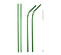 Set De Pailles En Acier Inoxydable Paille métallique réutilisable en acier inoxydable 304, ensemble de pailles à boire avec brosses nettoyage, droites et courbées