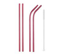 Set De Pailles En Acier Inoxydable Paille métallique réutilisable en acier inoxydable 304, ensemble de pailles à boire avec brosses nettoyage, droites et courbées