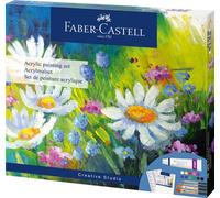 Faber-Castell Set de peinture acrylique 379280 – 18 pièces, 12 couleurs, toile 20×25 cm
