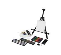 ECD Germany Set de Peinture avec Chevalet en Métal, 140 Pièces, Kit d'Artiste Pastels à Schwarz G