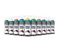 Set de Peinture en Aérosol WLX 10 Couleurs 400ml Chaque Peinture en Aérosol à Séchage Rapide pour Bois, Pierre, Mur, Métal, Verre Idéal pour Réparations, Graffitis, etc. Brillant, Bombe de Peinture