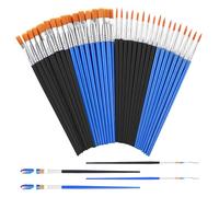 Set de pinceaux de Peinture 120 pièces, brosses Rondes et Plates Noires et Bleues, Nylon Durable, pour Aquarelle, Huile, Acrylique et Arts Plastiques, poignée en Plastique Confortable, idéal pour