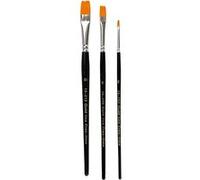 Pinceaux Acryliques Gold Line, 2+8+12 , L: 3+9+12 Mm, Plat, 3assortis