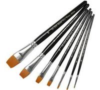 Set de pinceaux plats synthétiques - n° 0 à 20 - 7 pcs Noir G