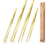 Set de pincettes professionnelles en acier inoxydable, or, 4 pièces