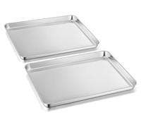 Set de plaques à pâtisserie en acier inoxydable, grande plaque de four (40,5x30,5x2,5cm) - Inoxydable & résistant au lave-vaisselle