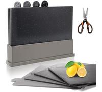 Set de plaques de cuisson - Station de découpe 4 pièces en matériau sans BPA Planche à découper Index lavable au lave-vaisselle pour le poisson, la viande, les légumes, les fruits et les ciseaux