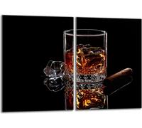 Set de plaques de recouvrement pour cuisinière 2x40x52 cm Couvercle pour plaque vitrocéramique en verre Protection contre les éclaboussures, Boisson Noir