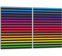 Set de plaques de recouvrement pour cuisinière 2x40x52 cm Couvercle pour plaque vitrocéramique, verre anti-projections, bandes multicolores