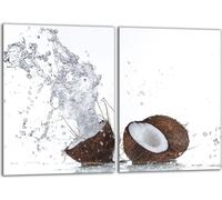 Set de plaques de recouvrement pour cuisinière 2x40x52 cm Couvercle pour plaque vitrocéramique, verre anti-éclaboussures, noix de coco eau