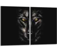 Set de plaques de recouvrement pour cuisinière 2x40x52 cm Couvercle pour plaque vitrocéramique, verre anti-projections, Wolf noir