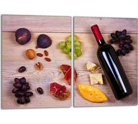 Set de plaques de recouvrement pour cuisinière 2x40x52 cm Couvercle pour plaque vitrocéramique, verre anti-projections, vin bois