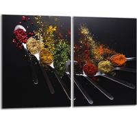 Set de plaques de recouvrement pour cuisinière 2x40x52 cm Couvercle pour plaque vitrocéramique, verre anti-projections, épices multicolores