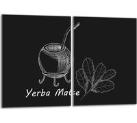 Set de plaques de recouvrement pour cuisinière 2x40x52 cm Couvercle pour plaque vitrocéramique, verre anti-projections, Yerba noir