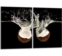 Set de plaques de recouvrement pour cuisinière 2x40x52 cm Couvercle pour plaque vitrocéramique, verre anti-projections, noix de coco noir