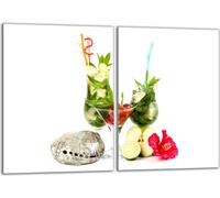 Set de plaques de recouvrement pour cuisinière 2x40x52 cm Couvercle pour plaque vitrocéramique, verre anti-projections, fruits blancs