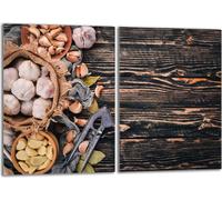 Set de plaques de recouvrement pour cuisinière 2x40x52 cm Couvercle pour plaque vitrocéramique verre anti-projections, bois légumes