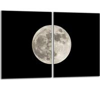 Set de plaques de recouvrement pour cuisinière 2x40x52 cm Couvercle pour plaque vitrocéramique, verre anti-projections, Lune Noir