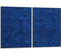 Set de plaques de recouvrement pour cuisinière 2x40x52 cm Couvercle pour plaque vitrocéramique, verre anti-projections, ardoise bleue