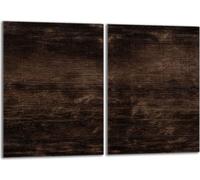 Set de plaques de recouvrement pour cuisinière 2x40x52 cm Couvercle pour plaque vitrocéramique, verre anti-projections, bois brun