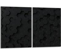 Set de plaques de recouvrement pour cuisinière 2x40x52 cm Couvercle pour plaque vitrocéramique, verre anti-projections, motif noir