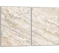 Set de plaques de recouvrement pour cuisinière 2x40x52 cm Couvercle pour plaque vitrocéramique, verre anti-projections, Marbre Beige