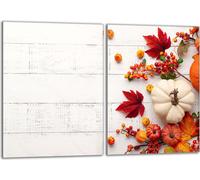 Set de plaques de recouvrement pour cuisinière 2x40x52 cm Couvercle pour plaque vitrocéramique verre anti-projections, automne bois