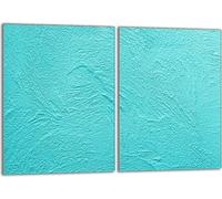 Set de plaques de recouvrement pour cuisinière 2x40x52 cm Couvercle pour plaque vitrocéramique, verre anti-projections, ardoise turquoise