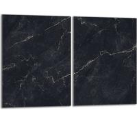 Set de plaques de recouvrement pour cuisinière 2x40x52 cm Couvercle pour plaque vitrocéramique, verre anti-projections, marbre noir