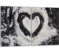 Set de plaques de recouvrement pour cuisinière 2x40x52 cm Couvercle pour plaque vitrocéramique, verre anti-éclaboussures, cœur noir