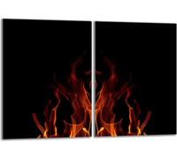 Set de plaques de recouvrement pour cuisinière 2x40x52 cm Couvercle pour plaque vitrocéramique, verre anti-projections, feu noir