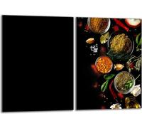 Set de plaques de recouvrement pour cuisinière 2x40x52 cm Couvercle pour plaque vitrocéramique, verre anti-projections, épices multicolores