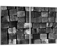 Set de plaques de recouvrement pour cuisinière 2x40x52 cm Couvercle pour plaque vitrocéramique, verre anti-projections, bois noir