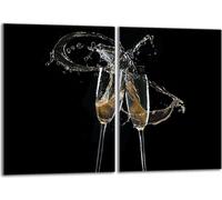 Set de plaques de recouvrement pour cuisinière 2x40x52 cm Couvercle pour plaque vitrocéramique, verre anti-projections, vin noir