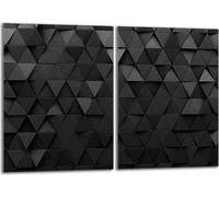 Set de plaques de recouvrement pour cuisinière 2x40x52 cm Couvercle pour plaque vitrocéramique, verre anti-projections, motif noir