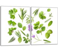 Set de plaques de recouvrement pour cuisinière 2x40x52 cm Couvercle pour plaque vitrocéramique, verre anti-projections, épices vert