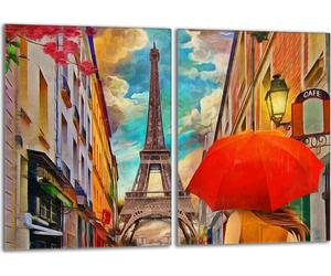 Set de plaques de recouvrement pour cuisinière 2x40x52 cm Couvercle pour plaque vitrocéramique, verre anti-projections, Paris Coloré