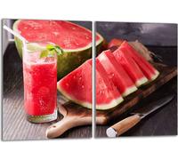 Set de plaques de recouvrement pour cuisinière 2x40x52 cm Couverture de la plaque vitrocéramique en verre Protection contre les éclaboussures, Pastèque Fruits