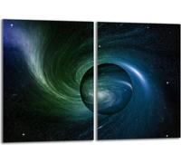Set de plaques de recouvrement pour cuisinière 2x40x52 cm Couverture de la plaque vitrocéramique en verre Protection contre les éclaboussures, Planète Kosmos