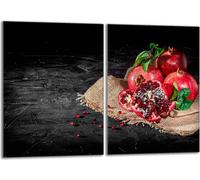 Set de plaques de recouvrement pour cuisinière 2x40x52 cm Couverture de la plaque vitrocéramique en verre Protection contre les éclaboussures, Fruit Grenade