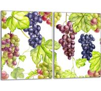 Set de plaques de recouvrement pour cuisinière 2x40x52 cm Couverture de la plaque vitrocéramique en verre Protection contre les éclaboussures, Raisin vert