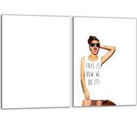 Set de plaques de recouvrement pour cuisinière 2x40x52 cm Couverture de la plaque vitrocéramique en verre Protection contre les éclaboussures, femme blanche