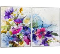 Set de plaques de recouvrement pour cuisinière 2x40x52 cm Couverture de la plaque vitrocéramique en verre Protection contre les éclaboussures, fleurs Art.