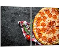 Set de plaques de recouvrement pour cuisinière 2x40x52 cm Couverture de la plaque vitrocéramique en verre Protection contre les éclaboussures, Ardoise Pizza